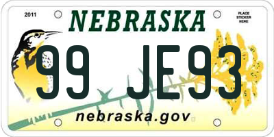 NE license plate 99JE93