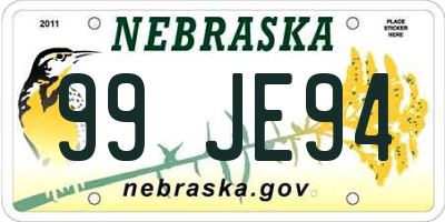 NE license plate 99JE94