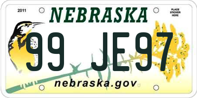 NE license plate 99JE97