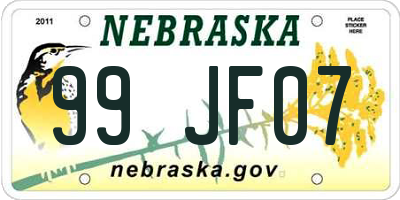 NE license plate 99JF07