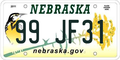 NE license plate 99JF31