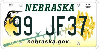 NE license plate 99JF37