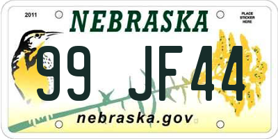 NE license plate 99JF44