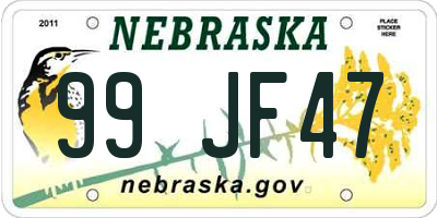 NE license plate 99JF47