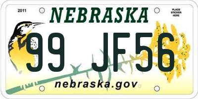 NE license plate 99JF56