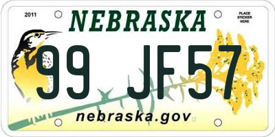 NE license plate 99JF57