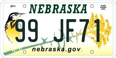 NE license plate 99JF71