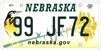 NE license plate 99JF72