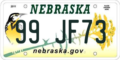 NE license plate 99JF73