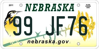 NE license plate 99JF76