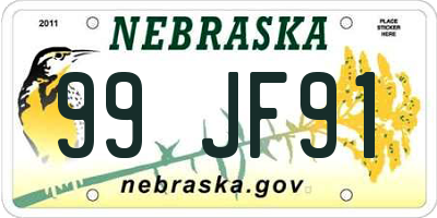NE license plate 99JF91