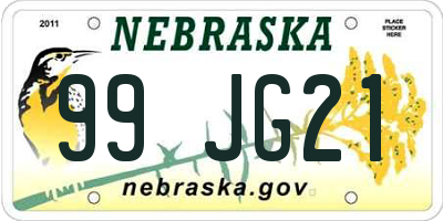 NE license plate 99JG21