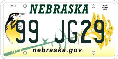 NE license plate 99JG29