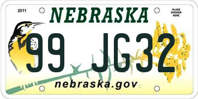 NE license plate 99JG32