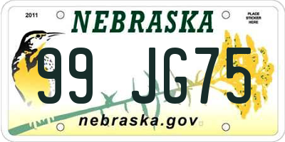 NE license plate 99JG75