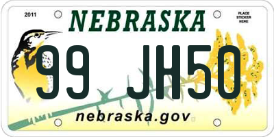NE license plate 99JH50