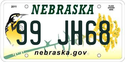 NE license plate 99JH68