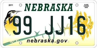 NE license plate 99JJ16