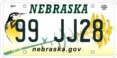 NE license plate 99JJ28