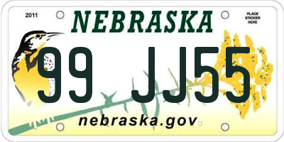 NE license plate 99JJ55