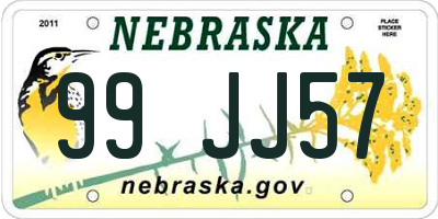 NE license plate 99JJ57