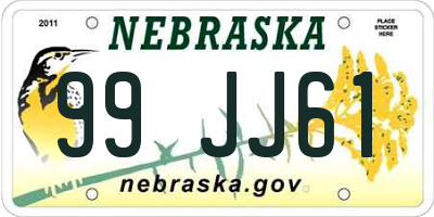 NE license plate 99JJ61