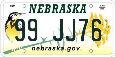 NE license plate 99JJ76