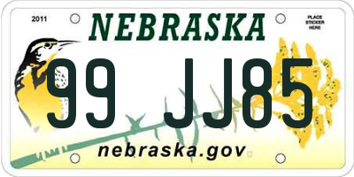 NE license plate 99JJ85