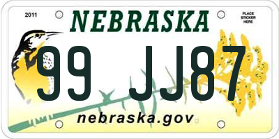 NE license plate 99JJ87