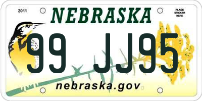 NE license plate 99JJ95
