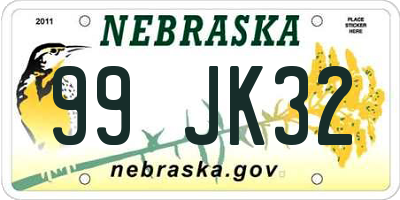 NE license plate 99JK32
