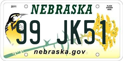 NE license plate 99JK51