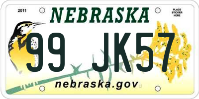 NE license plate 99JK57