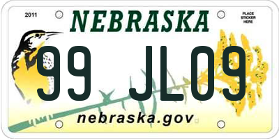 NE license plate 99JL09