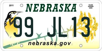 NE license plate 99JL13