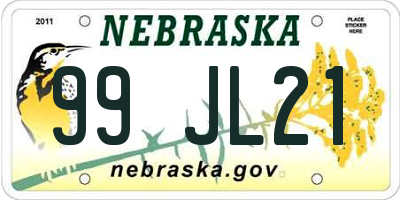 NE license plate 99JL21