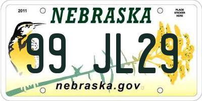 NE license plate 99JL29