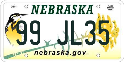 NE license plate 99JL35