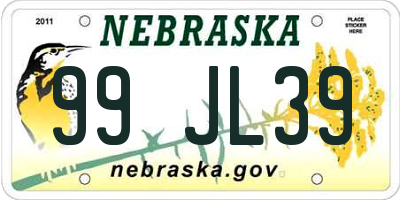 NE license plate 99JL39