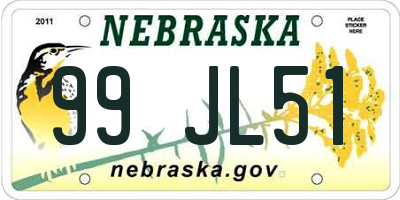 NE license plate 99JL51