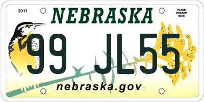 NE license plate 99JL55