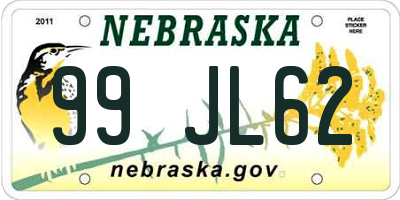 NE license plate 99JL62