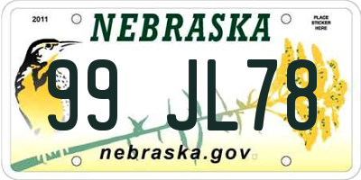 NE license plate 99JL78
