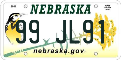 NE license plate 99JL91
