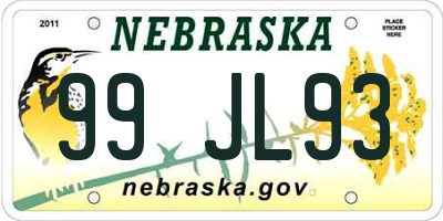 NE license plate 99JL93