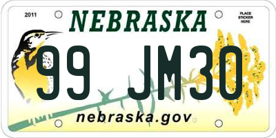 NE license plate 99JM30