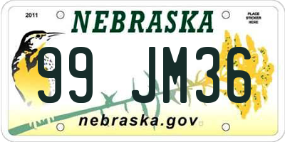 NE license plate 99JM36