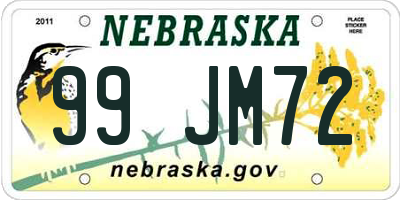 NE license plate 99JM72