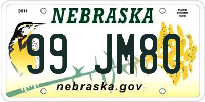NE license plate 99JM80