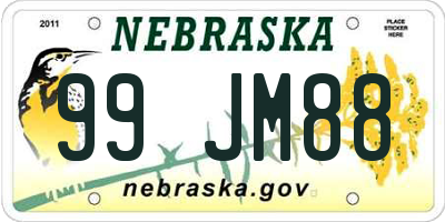 NE license plate 99JM88